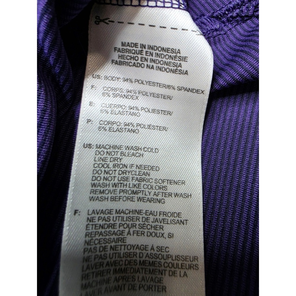 Adidas Climalite Polo Shirt Men's Large Purple Striped Stretch Golf Performance - Picture 7 of 7